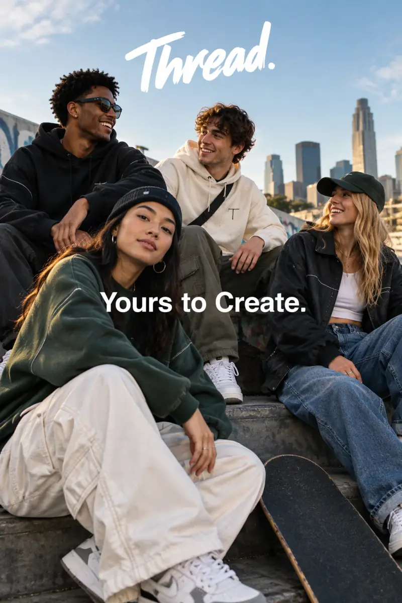 Streetwear brand advert with a rendered tagline, generated by GPT Image 2.5 Fast